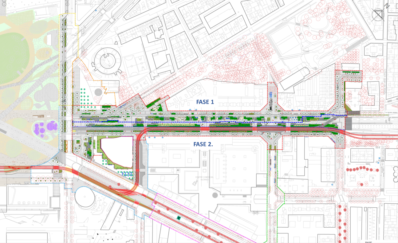 mejora del trazado del Trambesòs y la urbanización de la Gran Via entre las Glòries y la rambla del Poblenou