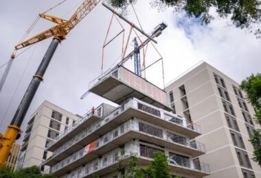 bloque de 40 viviendas públicas con construcción industrializada modular