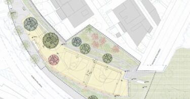 obras de las nuevas pistas de baloncesto de calle de Vallcarca