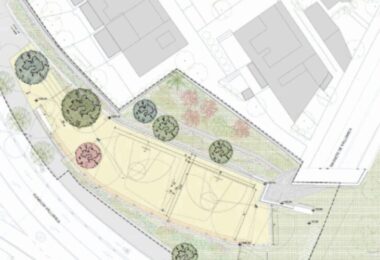 obras de las nuevas pistas de baloncesto de calle de Vallcarca